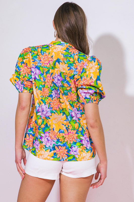 Grateful Life Woven Top in 20blu 20yel5 — Soul Flow Apparel