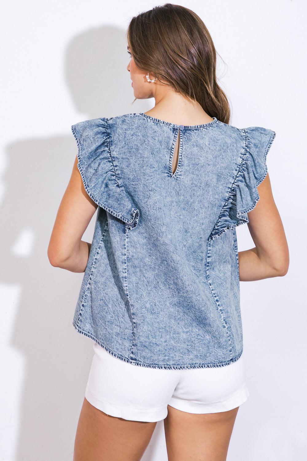 A Magic Moment Woven Top in 20blu 20aci6 — Soul Flow Apparel