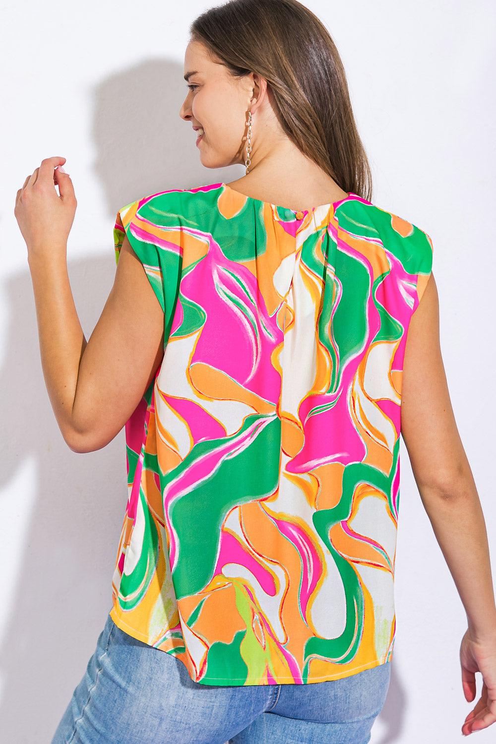 Send a Postcard Woven Top in 20gre 20fuc6 — Soul Flow Apparel
