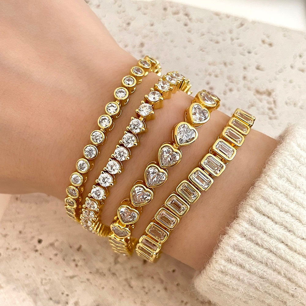 Bezel Heart Tennis Bracelet — Soul Flow Apparel