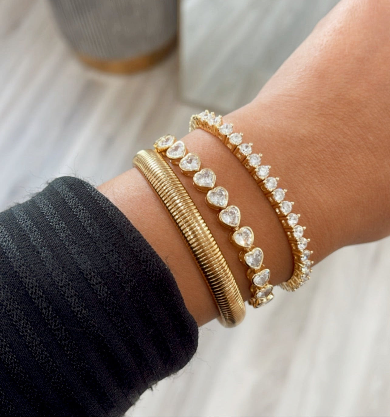 Bezel Heart Tennis Bracelet — Soul Flow Apparel