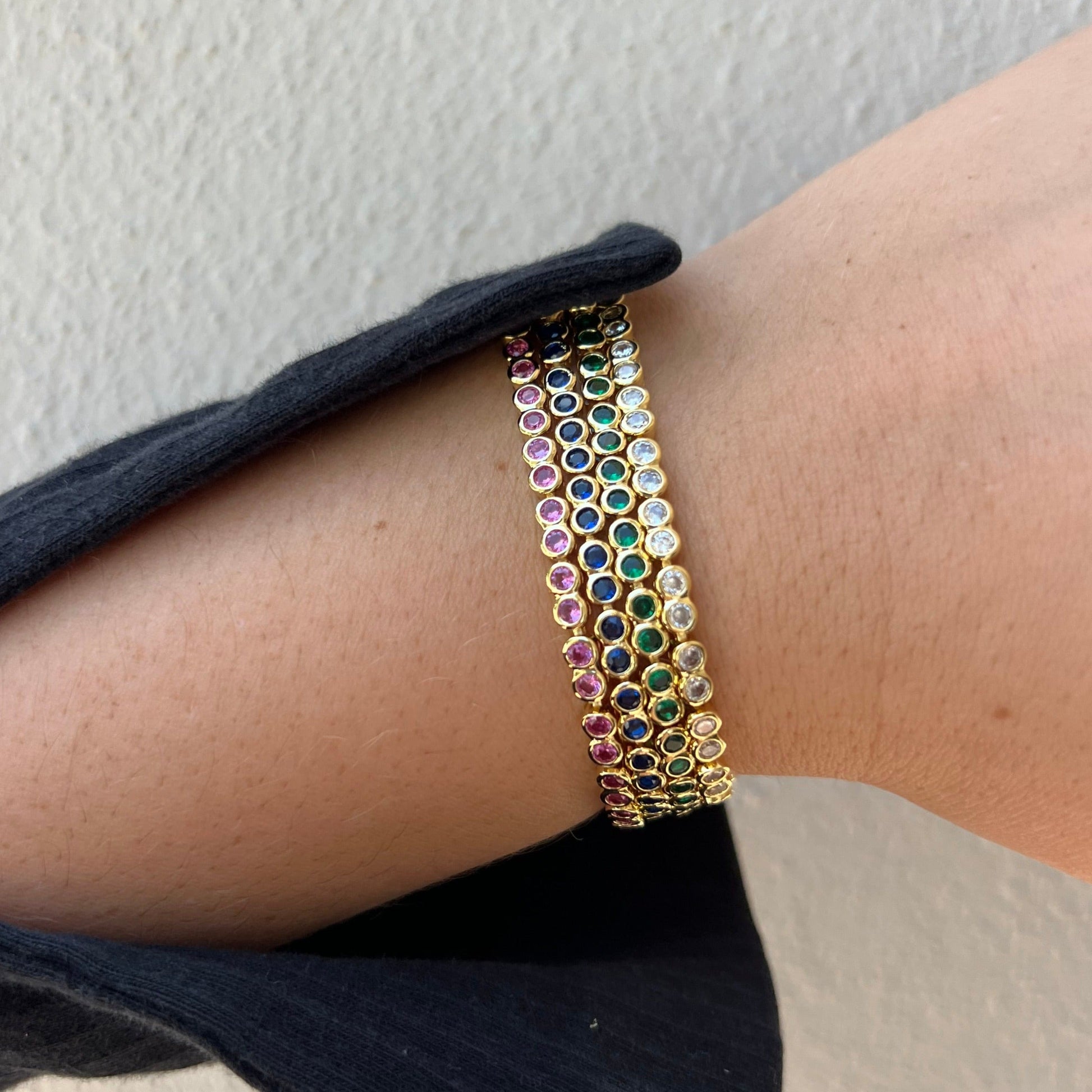 Bezel Tennis Bracelet- Pink — Soul Flow Apparel