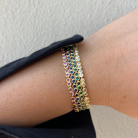 Bezel Tennis Bracelet- Sapphire — Soul Flow Apparel