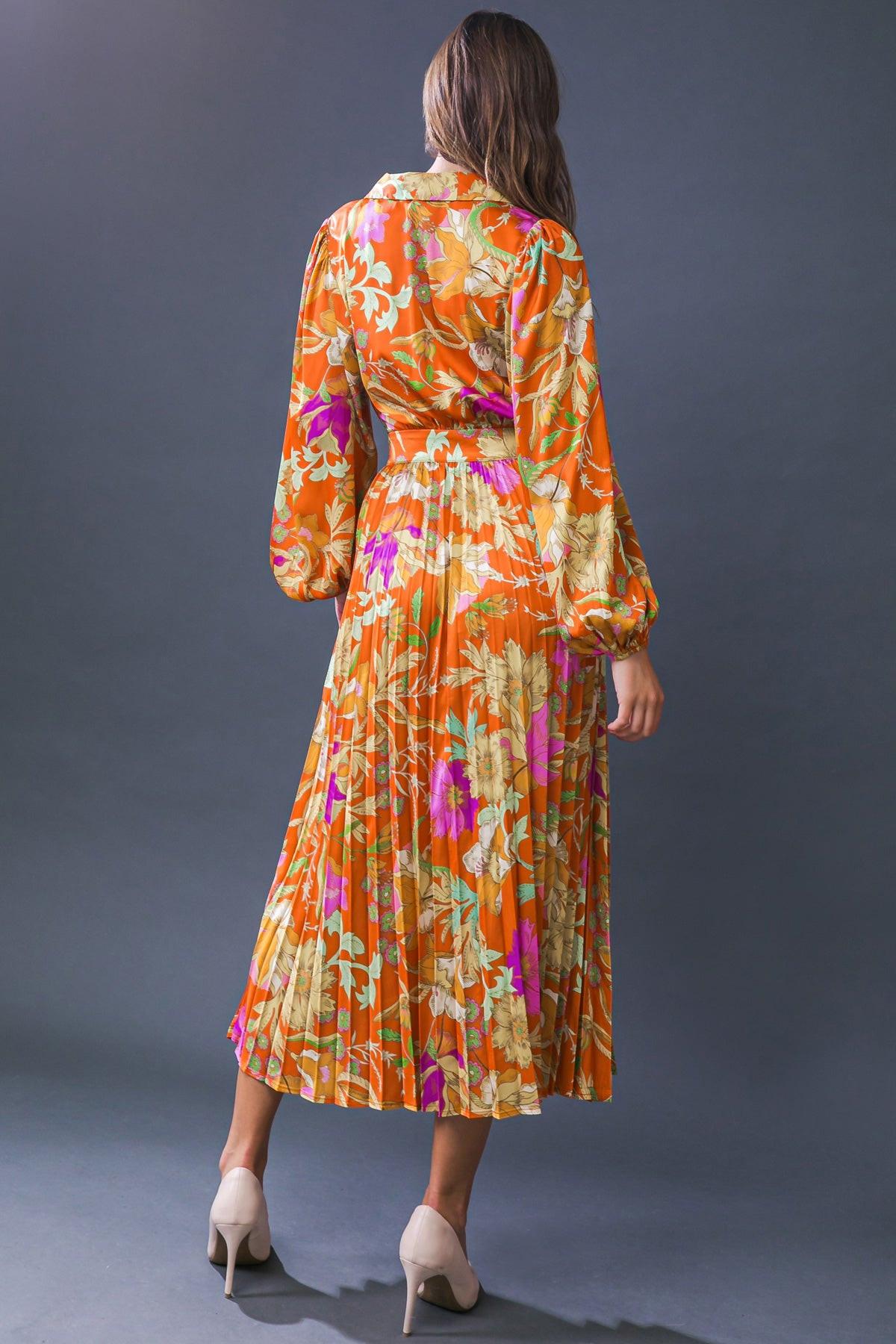 Keep Getting Better Woven Midi Dress with Surplice Neckline and Pleated Skirt — Soul Flow Apparel