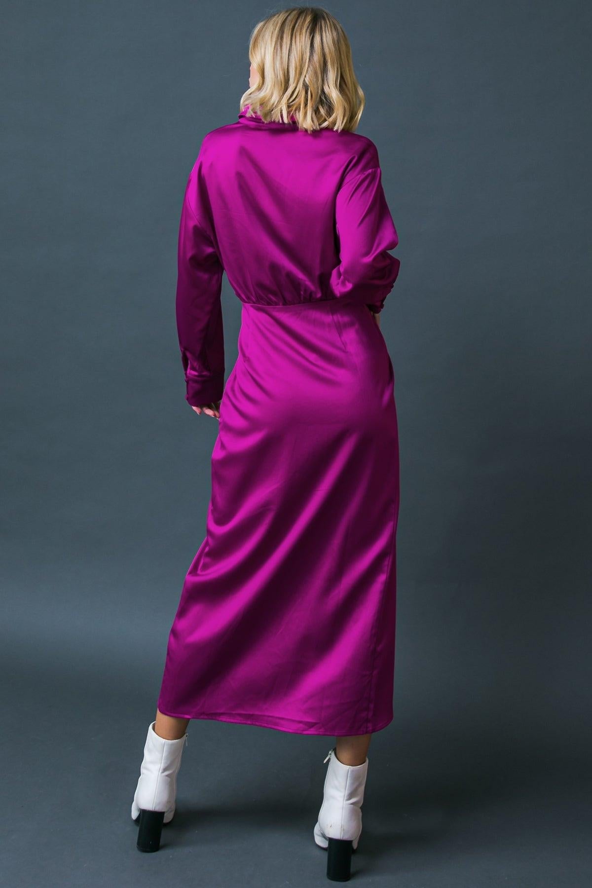 Too Good to Be True Woven Midi Dress with Surplice Neckline and Front Pleats — Soul Flow Apparel