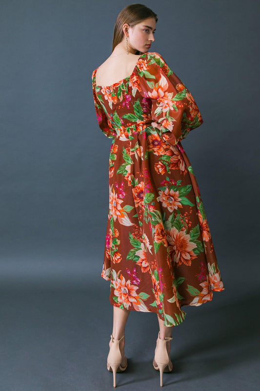 Let It Happen Woven Orgnza Midi Dress — Soul Flow Apparel
