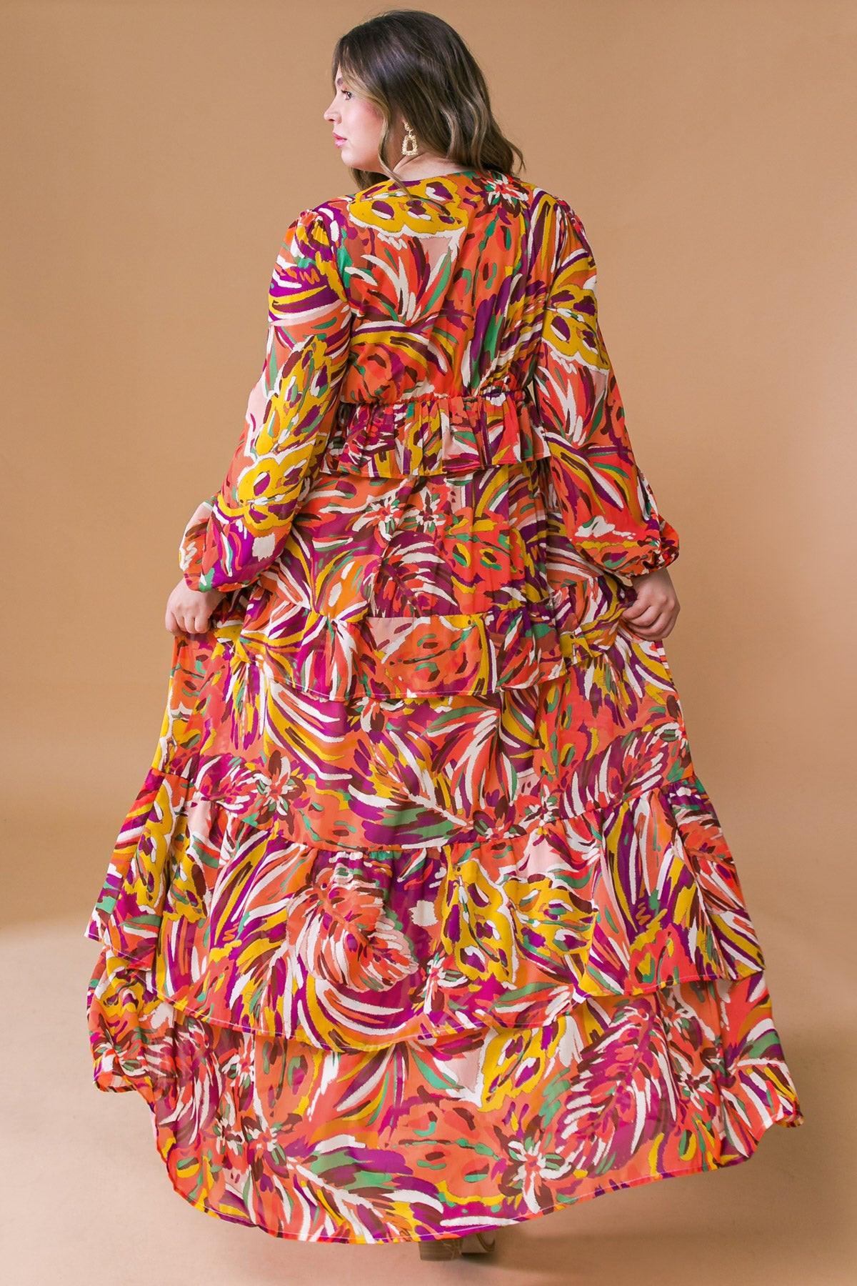 Wonderful Soul Woven Maxi Dress with V Neck Elastic Waist and Long Sleeves — Soul Flow Apparel