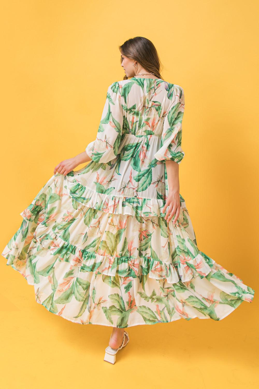 Easy Days Floral Maxi Kimono Top Long Sleeve Boho Chic with Front Tie — Soul Flow Apparel