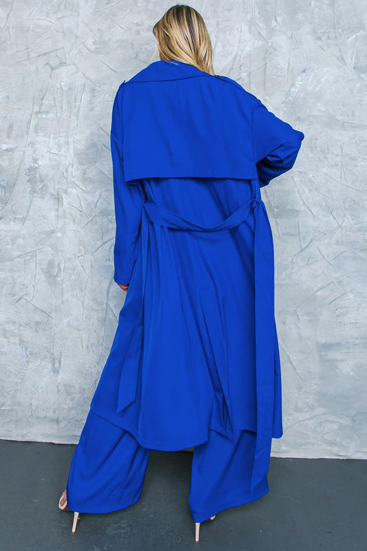 Boss Babe Woven Trench Coat with Front Button and Self Tie — Soul Flow Apparel