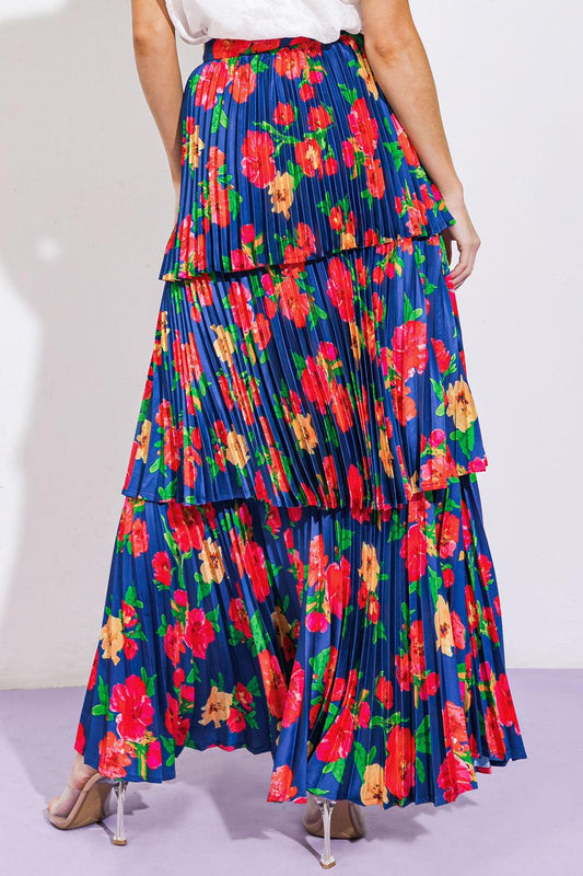 Unforgettable Muse Woven Skirt with Pleated Layered Design Side Zipper — Soul Flow Apparel