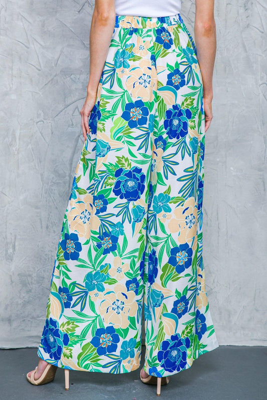 Floral in the World Woven Pants with Front Pleats and Side Pockets — Soul Flow Apparel