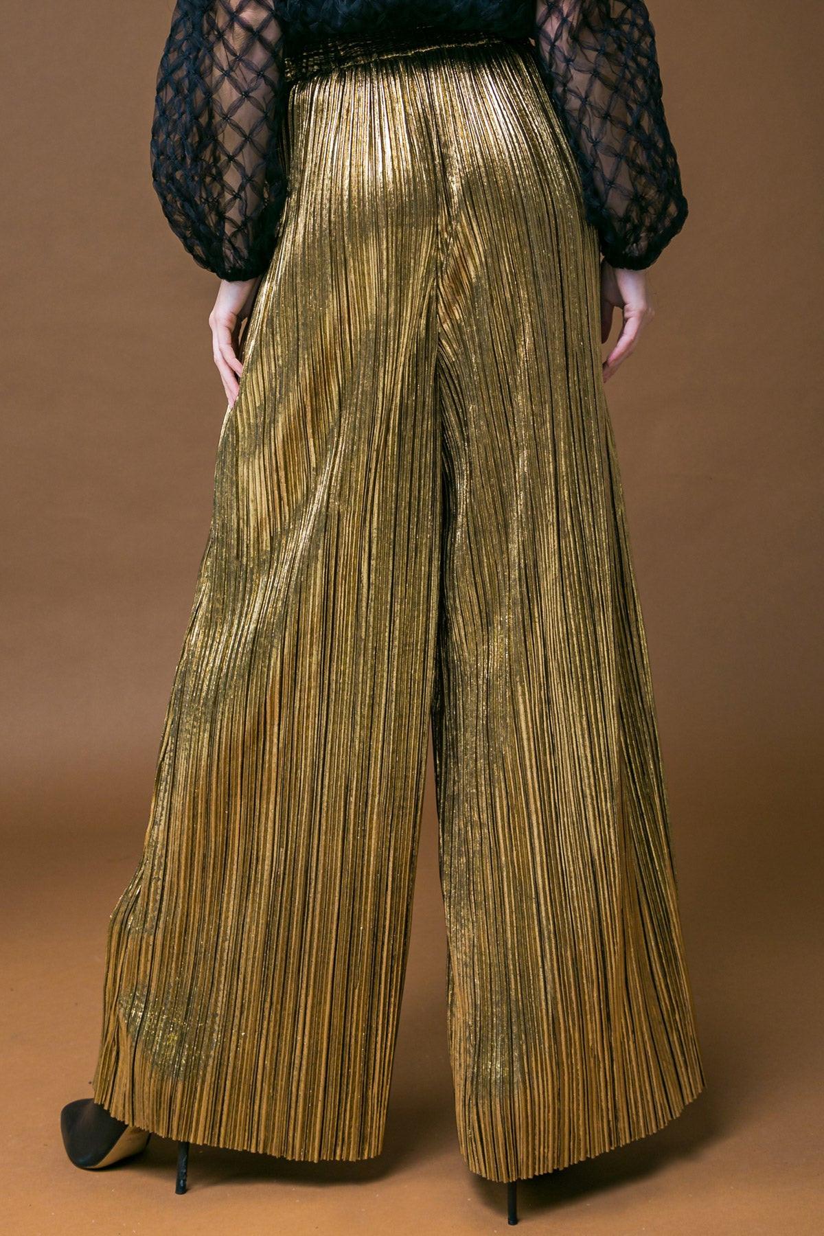 Porch Swing Kisses Woven Pants Wide Leg Pleated Elasticized Waistband — Soul Flow Apparel
