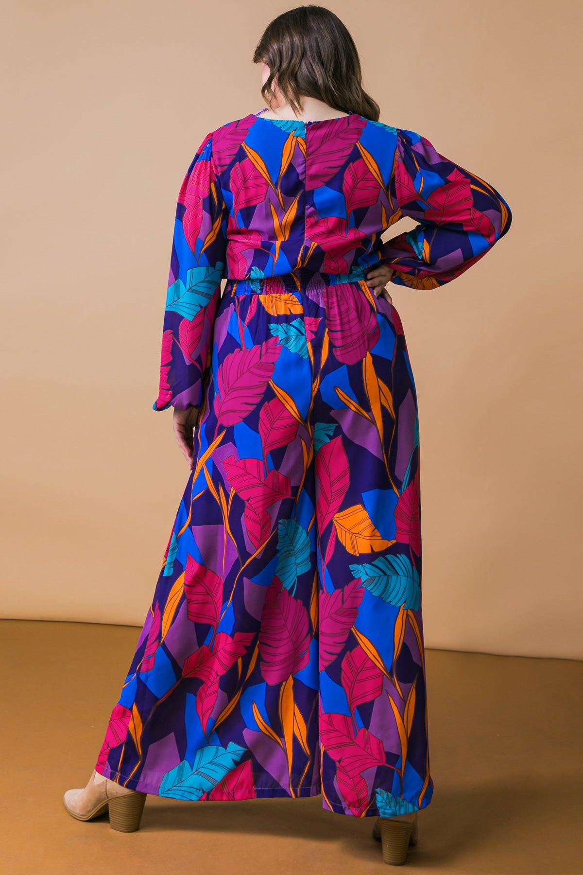 Woven Jumpsuit with Round Neckline Front Pant Pleat and Wide Leg Back Zipper — Soul Flow Apparel