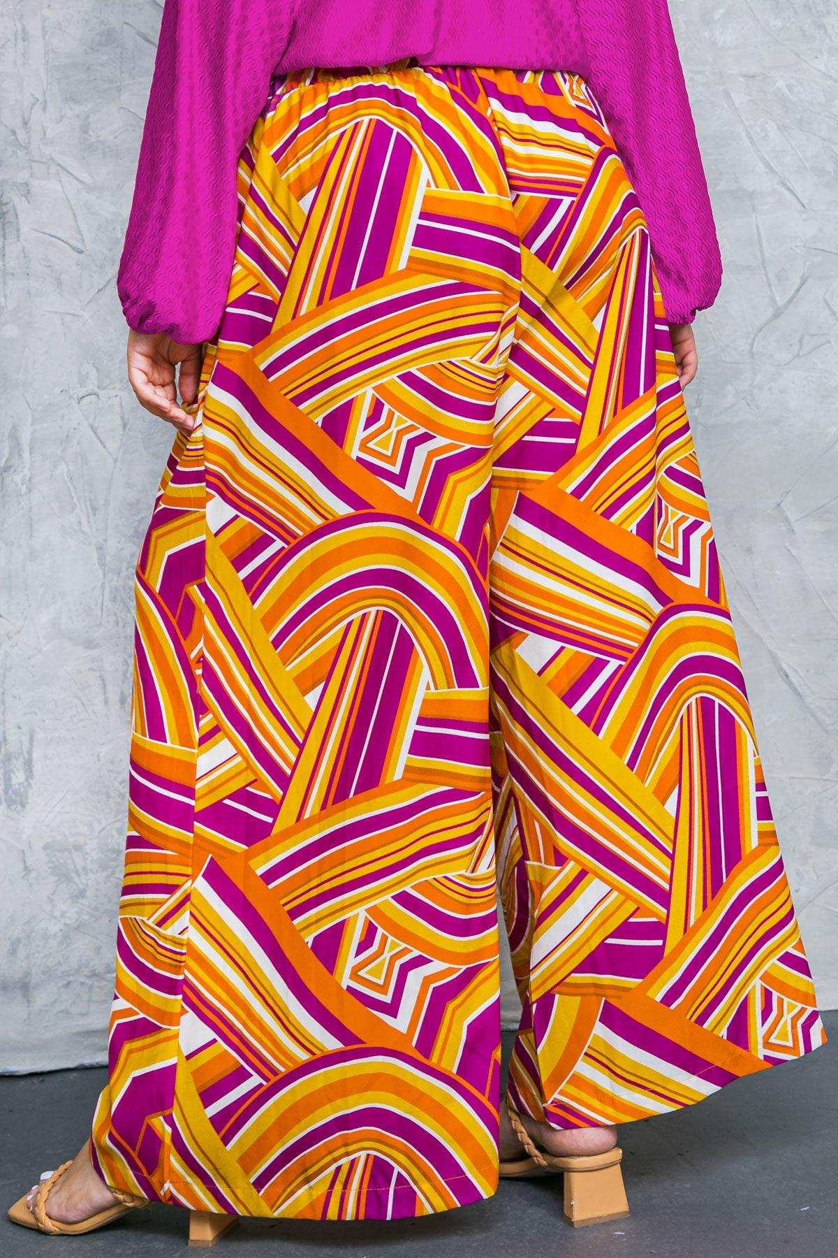 Lively Cham Printed Woven Pants with Pleated Front and Side Zip Closure — Soul Flow Apparel
