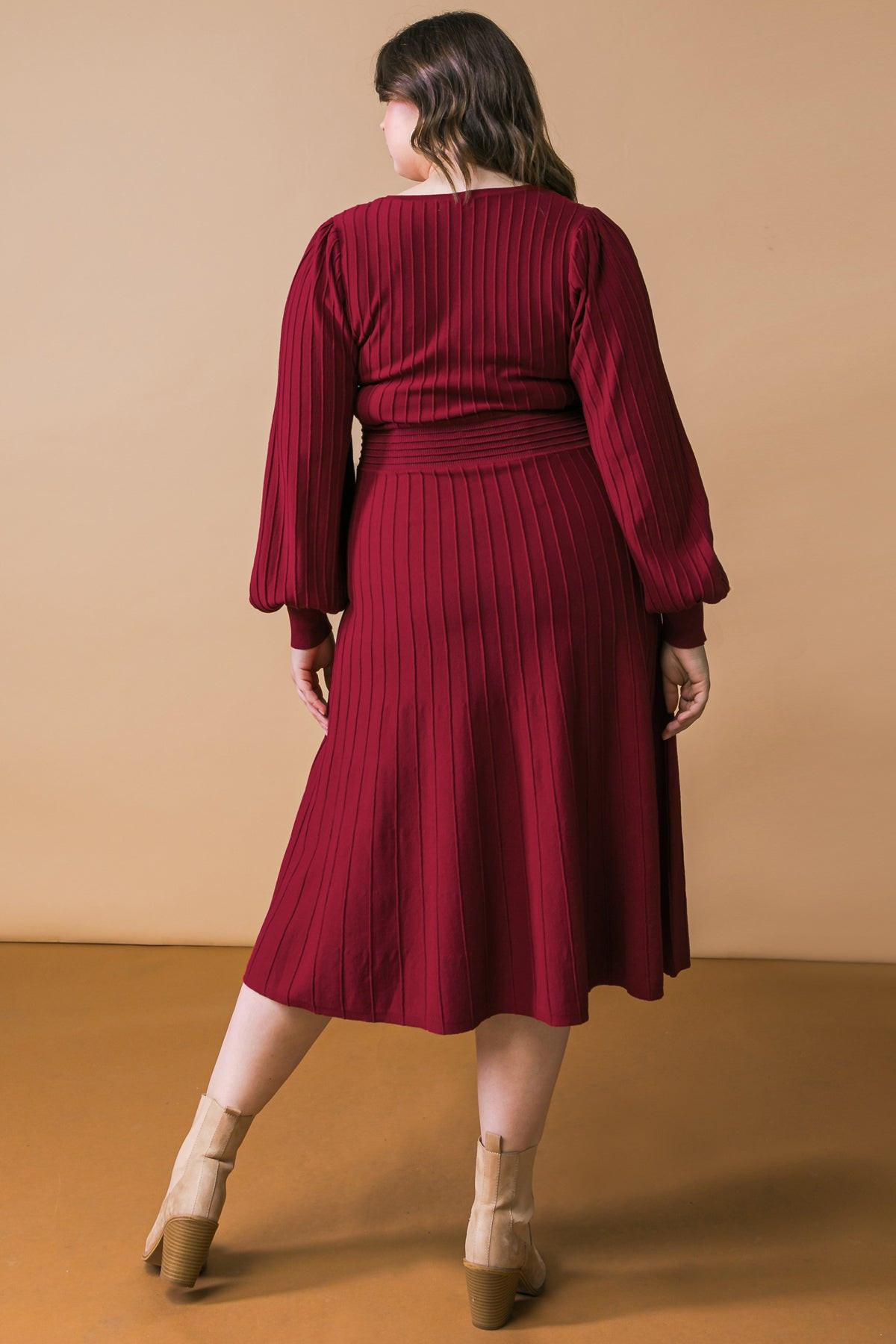 Keep Looking Up Sweater Midi Dress with U Neck and Self Sash Tie — Soul Flow Apparel