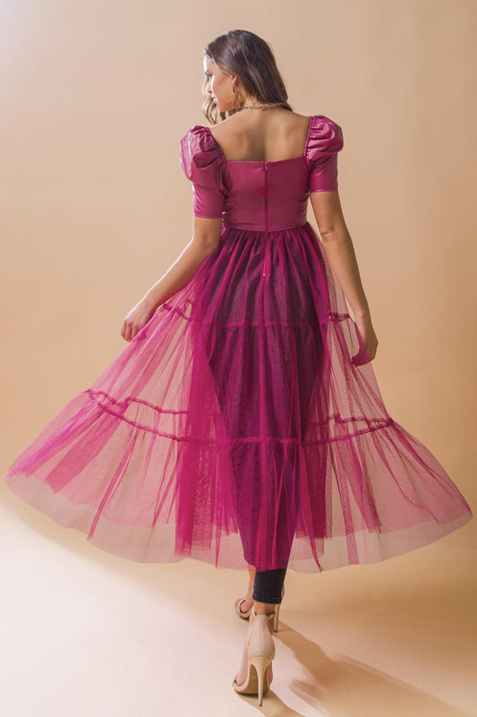 Enduring Love Maxi Top with Square Neckline V Cutout Puff Sleeves — Soul Flow Apparel