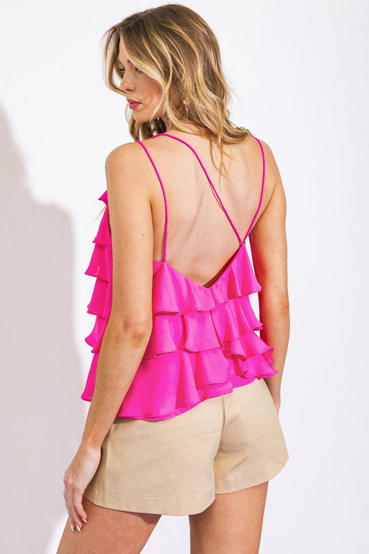Last in the Waves Woven Top with Asymmetric Neckline and Low Back — Soul Flow Apparel