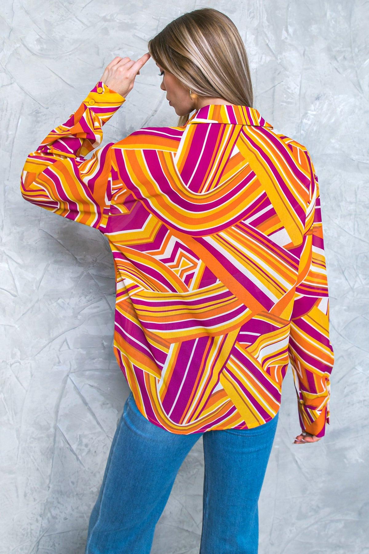 Lively Cham Woven Top Button Down with Shirt Collar — Soul Flow Apparel
