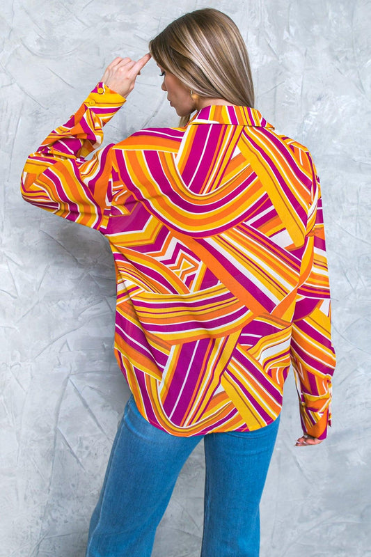 Lively Cham Woven Top Button Down with Shirt Collar — Soul Flow Apparel