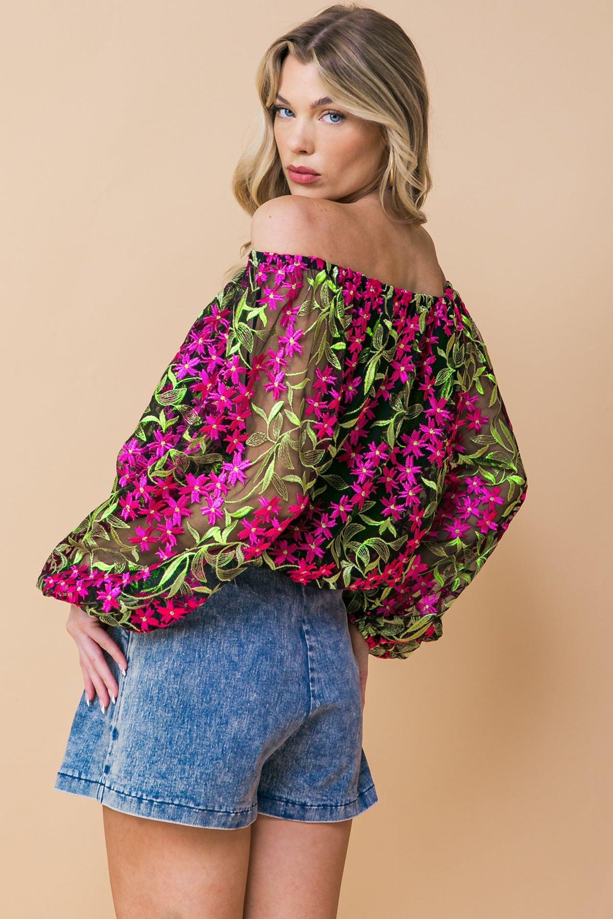 Feeling Mighty Fine Woven Top with Off Shoulder Neckline and Elasticized Waist — Soul Flow Apparel