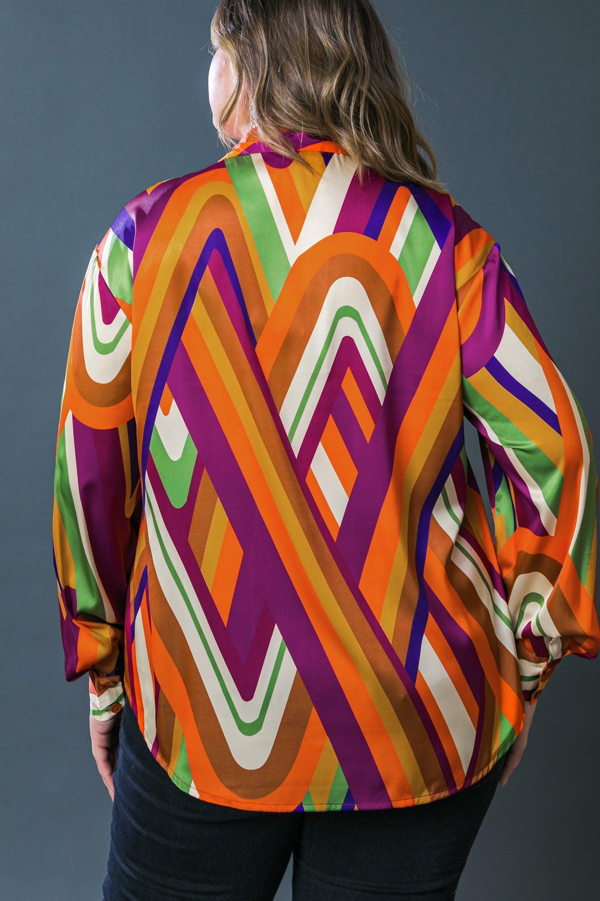 Something Special Printed Woven Top Shirt Collar Button Down and Long Sleeve — Soul Flow Apparel