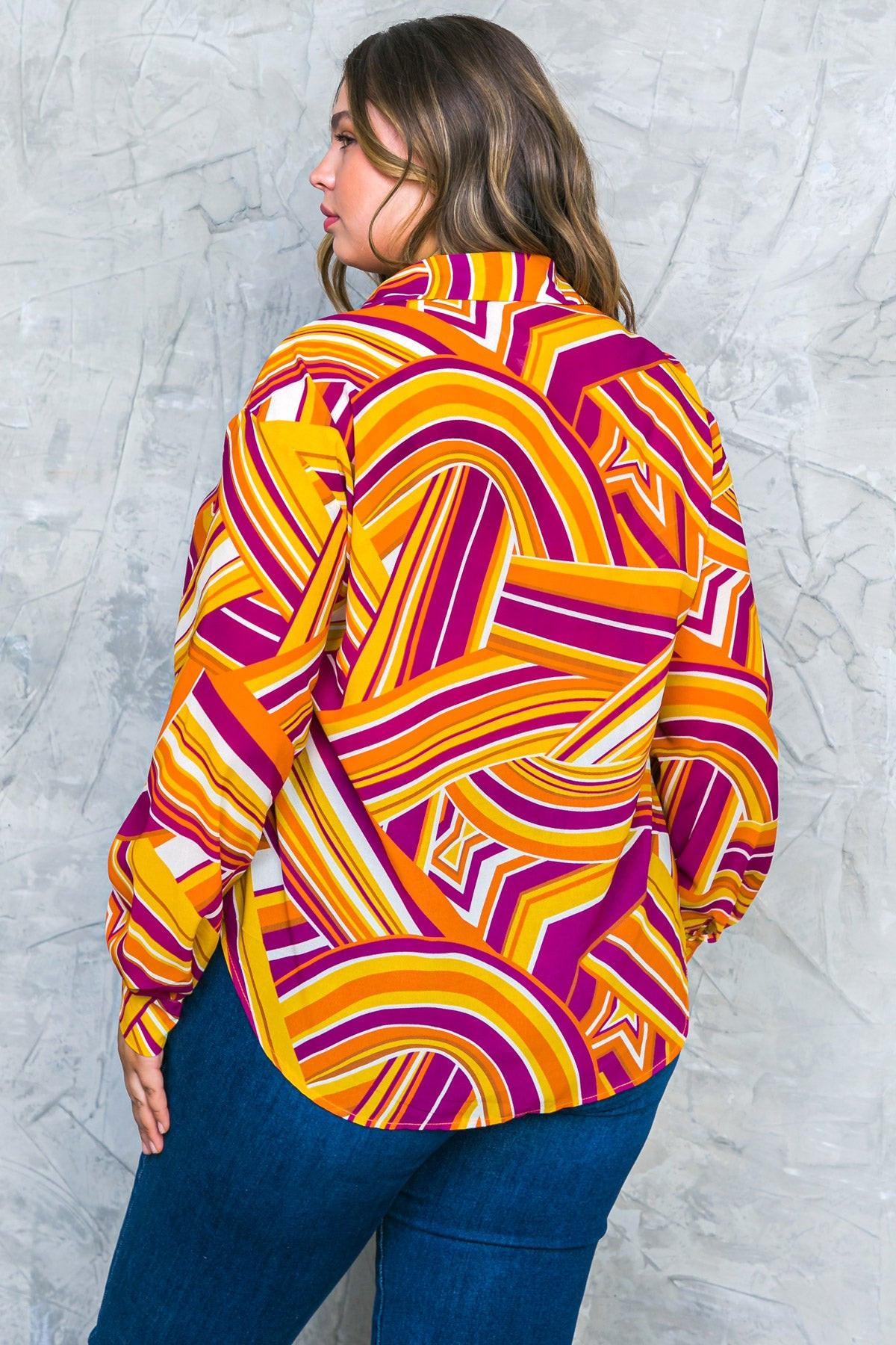 Lively Cham Woven Top Button Down with Shirt Collar — Soul Flow Apparel