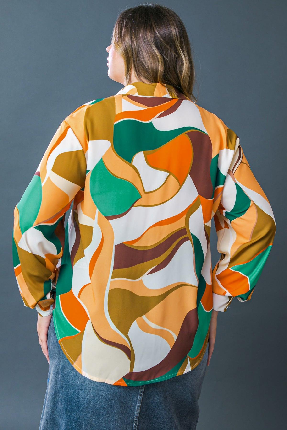 Lovingly Yours Woven Top with Shirt Collar Button Down Long Sleeve Polyester — Soul Flow Apparel