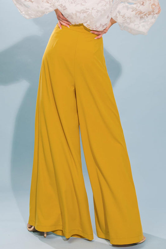Love and Beyond Woven Pants with Inverted Pleat Front and Self Tie Wide Leg — Soul Flow Apparel