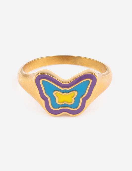 Blue Enamel Butterfly Ring – Christian Ring