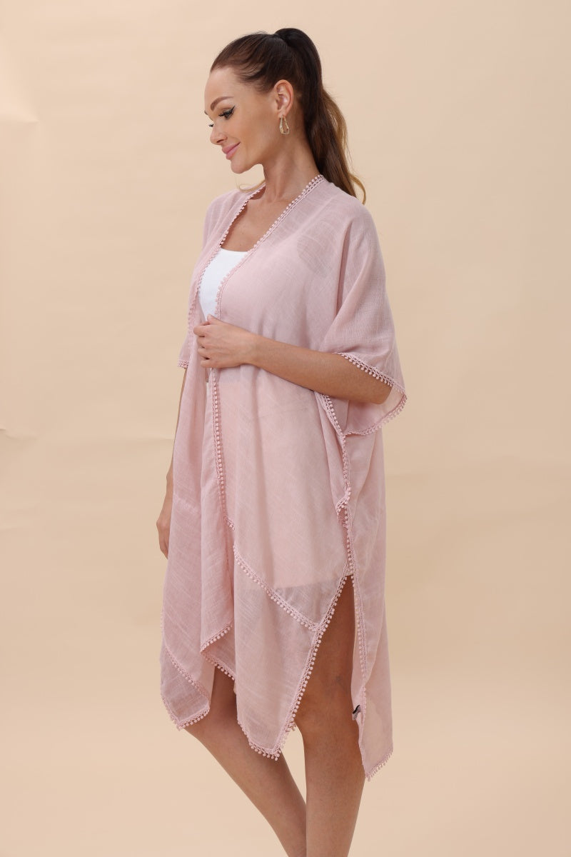 Lightweight Crochet Trim Boho Kimono Cardigan Boho Clothing and Accessories
