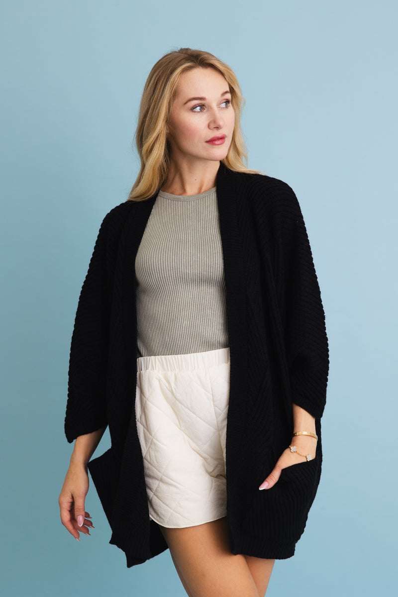 Ribbed Open-Front Knit Cardigan - Easy Layering 🧥 Leto Collection