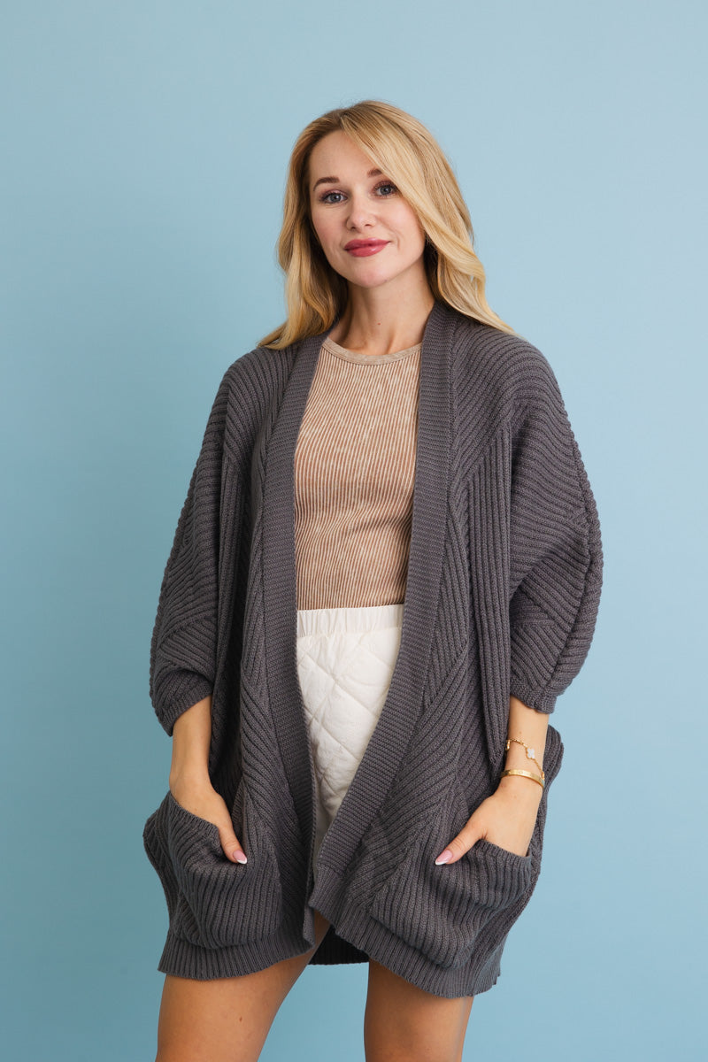 Ribbed Open-Front Knit Cardigan - Easy Layering 🧥 Leto Collection