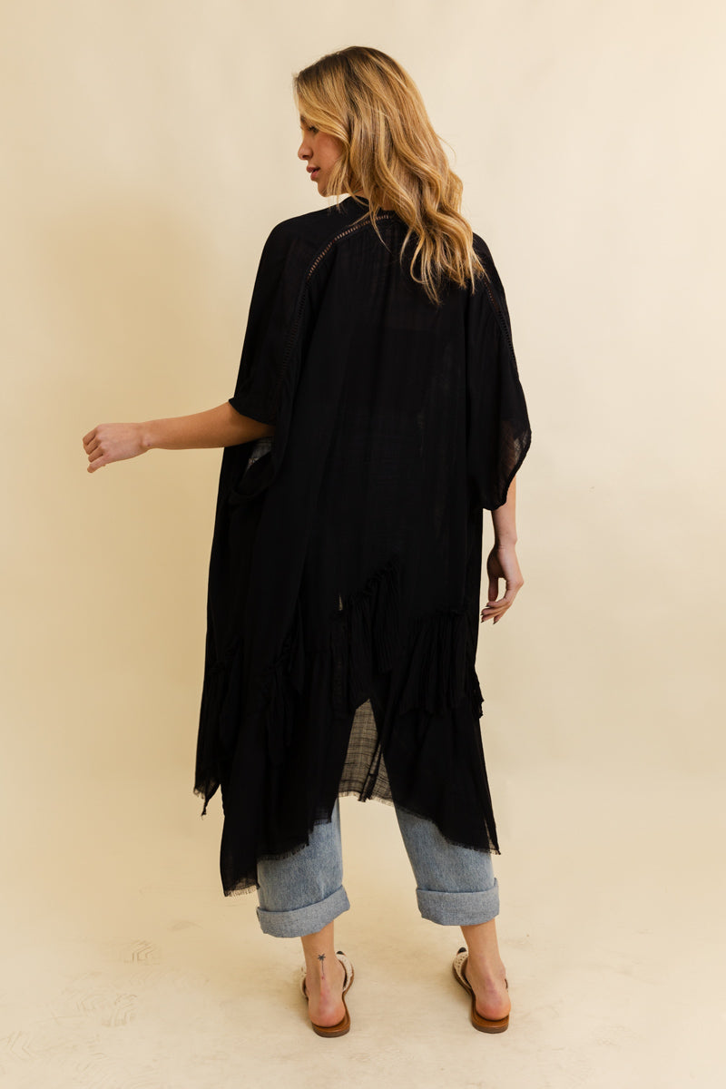 Solid Ruffle Edge Bohemian Kimono Leto Collection