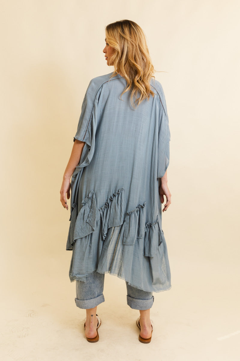 Solid Ruffle Edge Bohemian Kimono Leto Collection