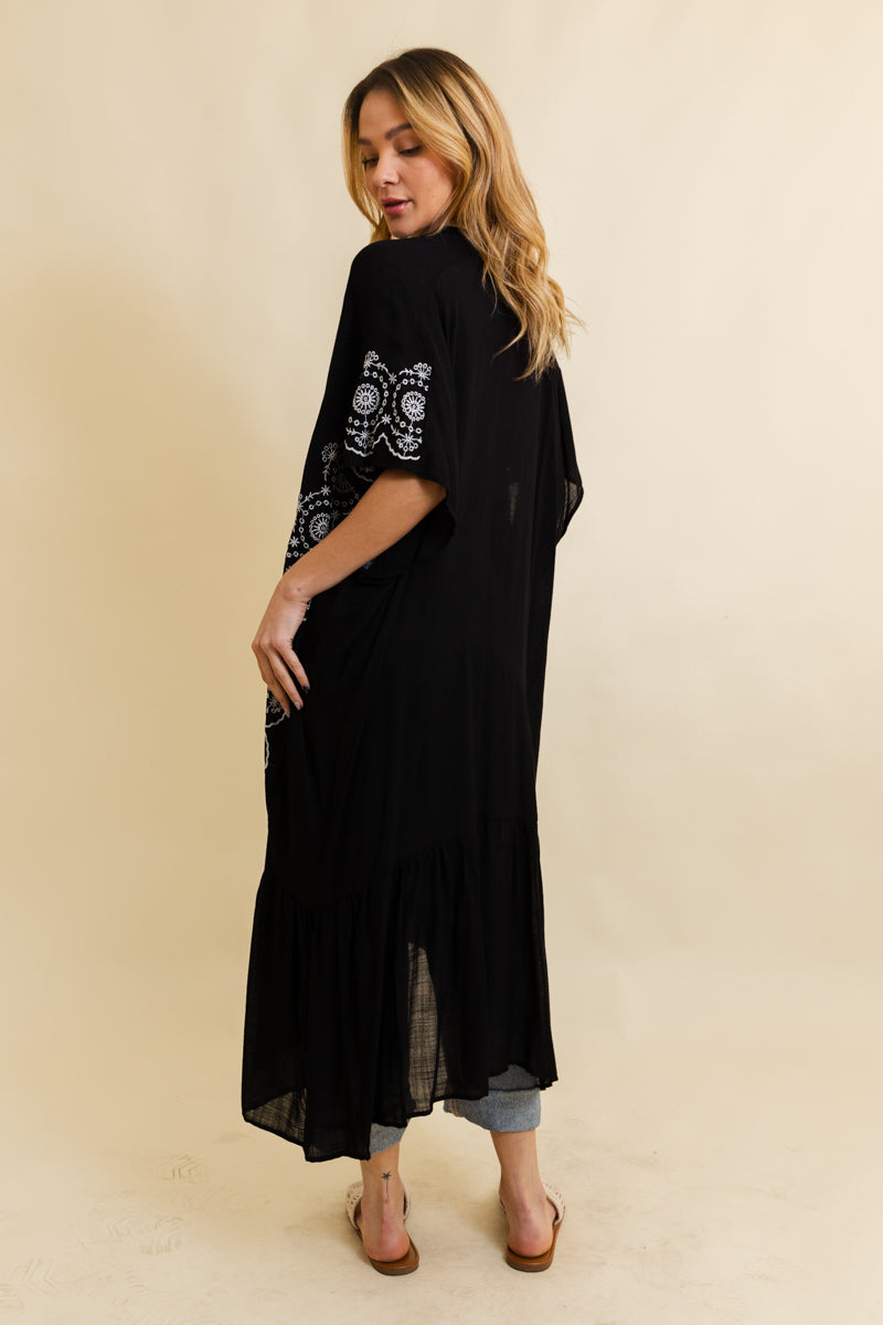 Boho Tribal Embroidered Longline Kimono Leto Collection