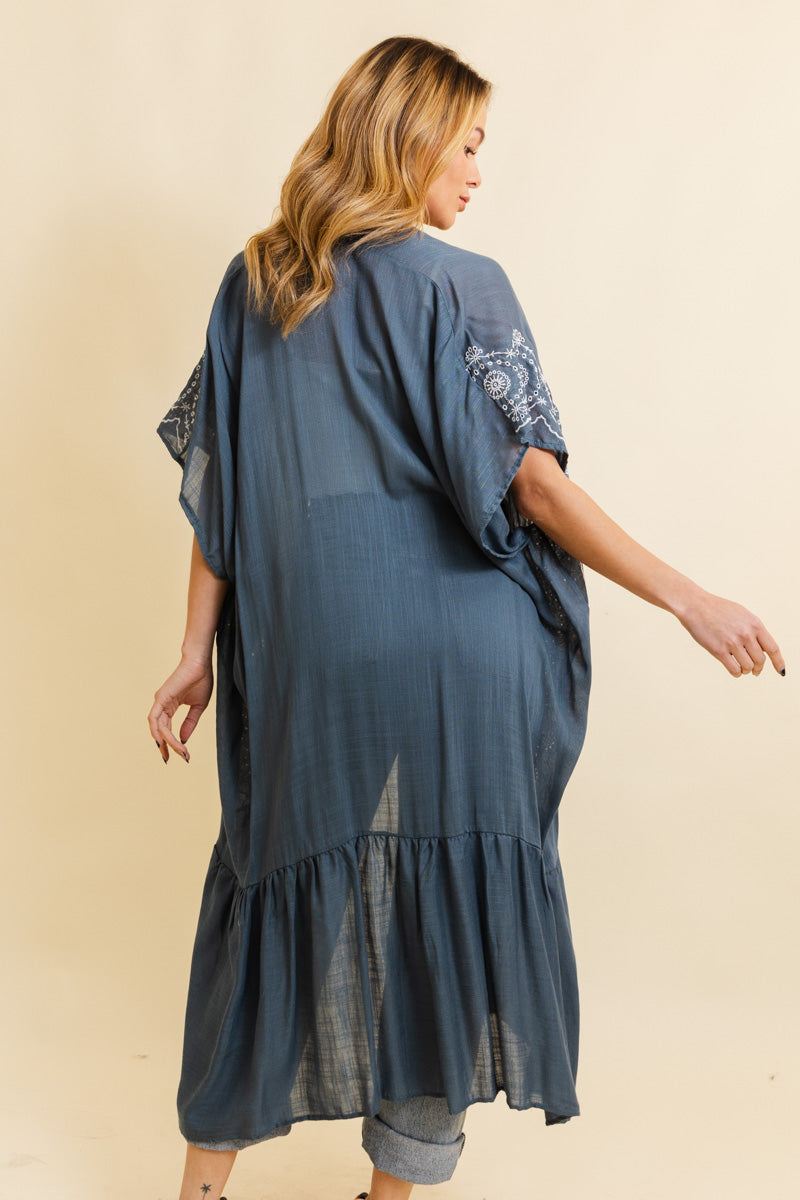 Boho Tribal Embroidered Longline Kimono Leto Collection