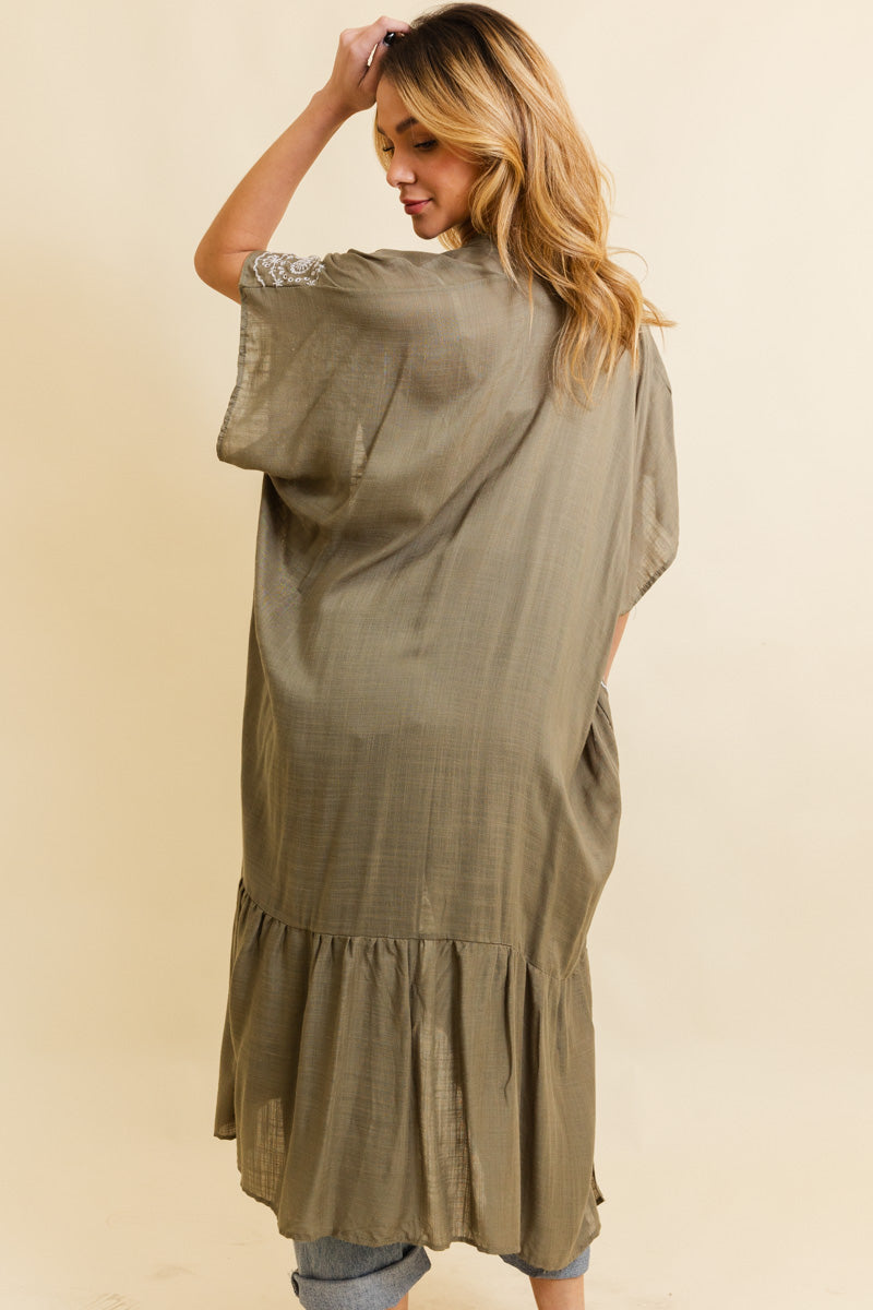Boho Tribal Embroidered Longline Kimono Leto Collection