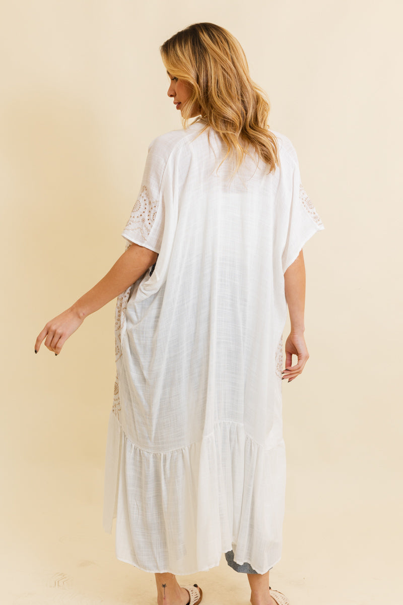 Boho Tribal Embroidered Longline Kimono Leto Collection