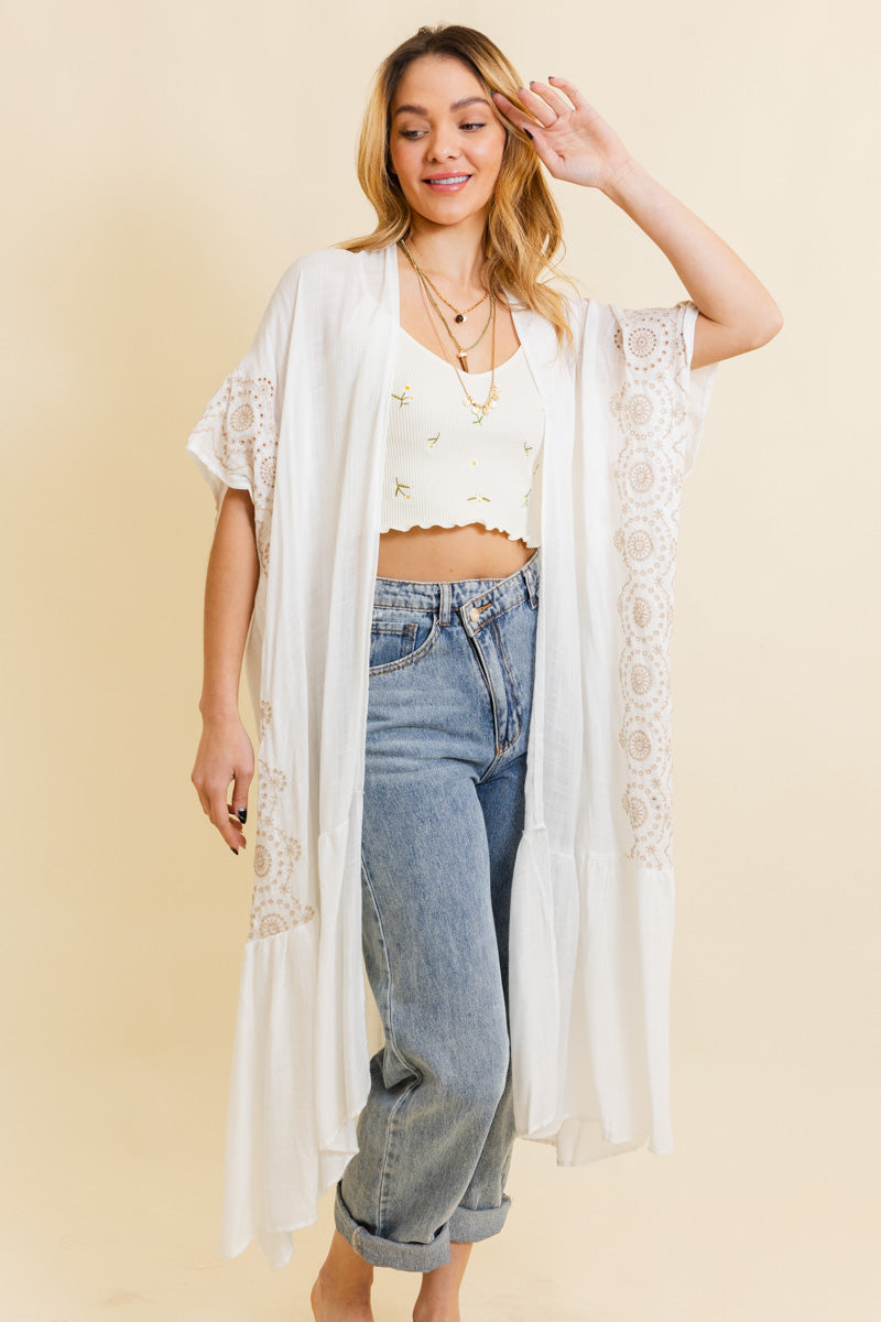 Boho Tribal Embroidered Longline Kimono Leto Collection