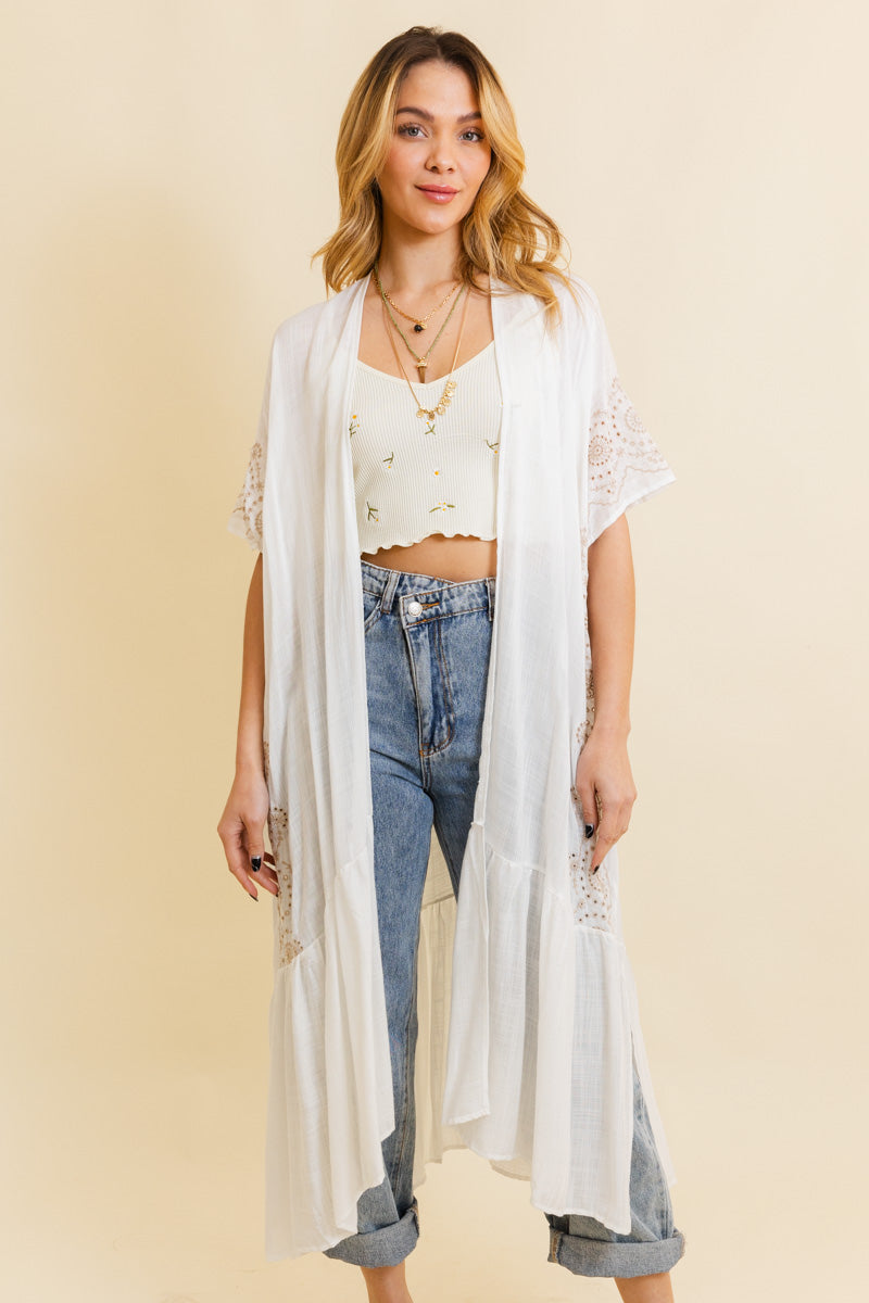 Boho Tribal Embroidered Longline Kimono Leto Collection