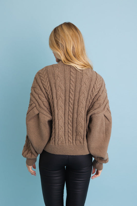Chunky Cable Knit Button-Up Cropped Cardigan 🧥 Leto Collection