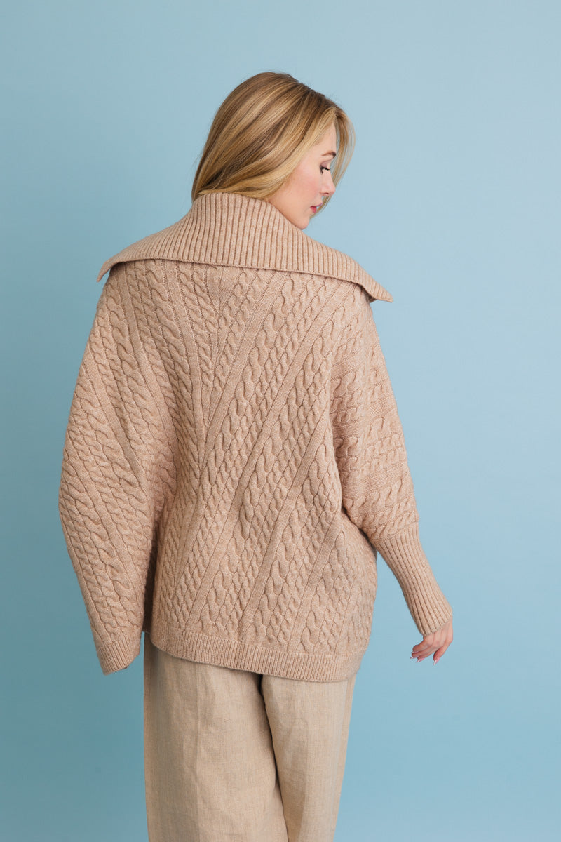 Chunky Cable Knit Oversized Poncho Cardigan Leto Collection