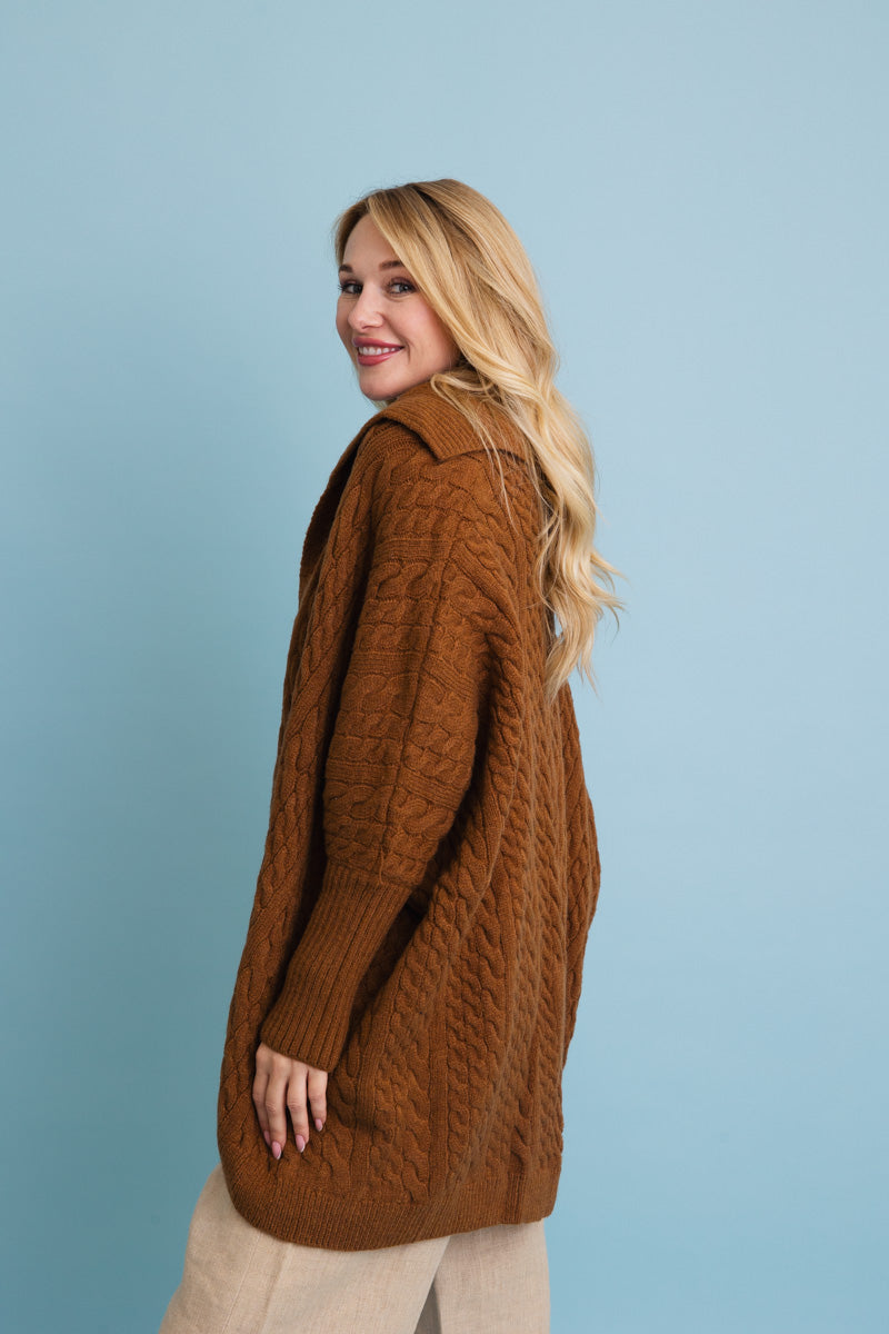 Chunky Cable Knit Oversized Poncho Cardigan Leto Collection