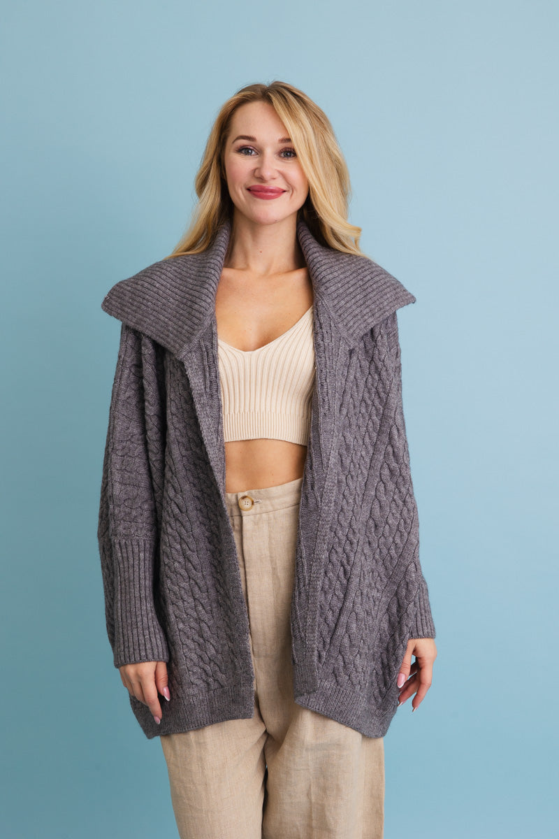 Chunky Cable Knit Oversized Poncho Cardigan Leto Collection