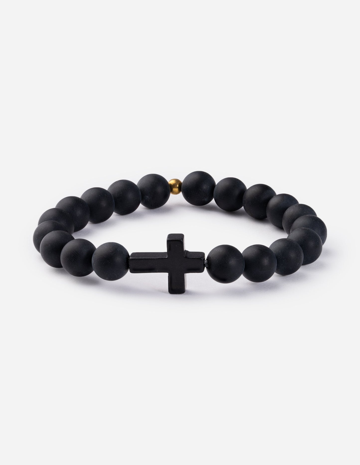 Classic Black Cross – Christian Stone Bracelet