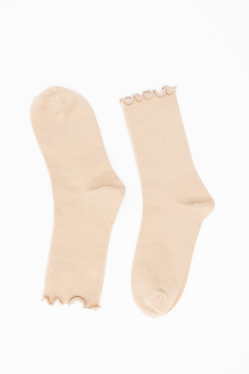 Cotton Blend Lettuce Edge Crew Socks for All Season 🧶 Leto Collection