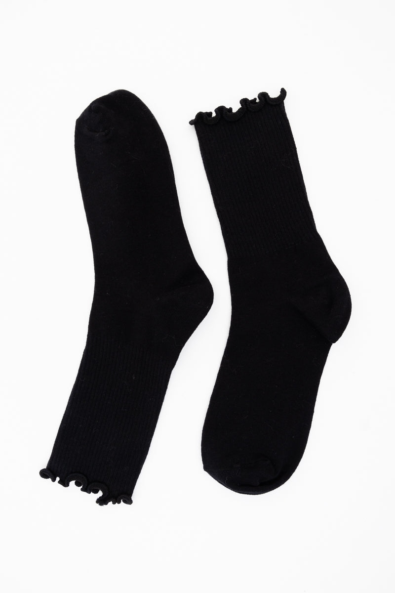 Cotton Blend Lettuce Edge Crew Socks for All Season 🧶 Leto Collection