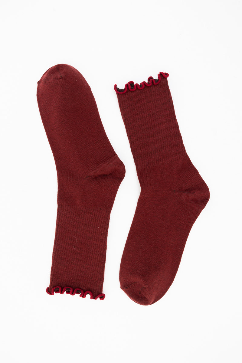 Cotton Blend Lettuce Edge Crew Socks for All Season 🧶 Leto Collection