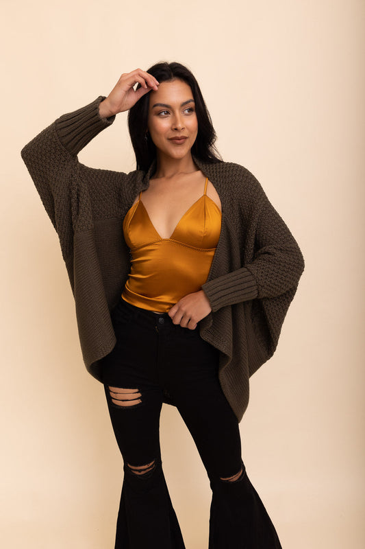 Cozy Chic Bat Wing Bliss Knit Cardigan Leto Collection