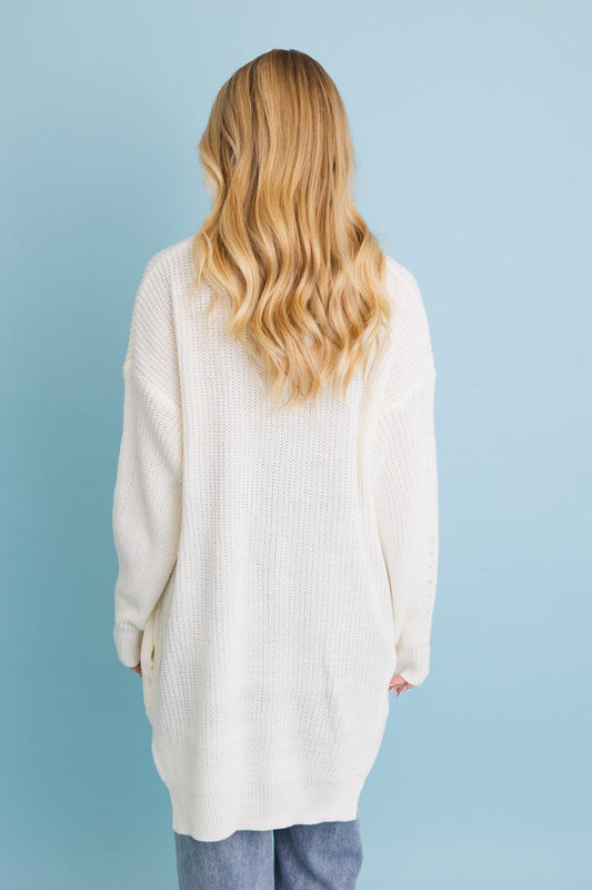 Cozy Open-Front Waffle Knit Long Cardigan - Winter Staple ⛄ Leto Collection